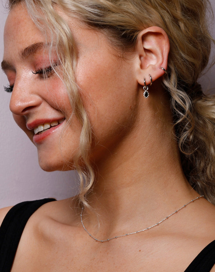 Onyx Earring Charm in Silver